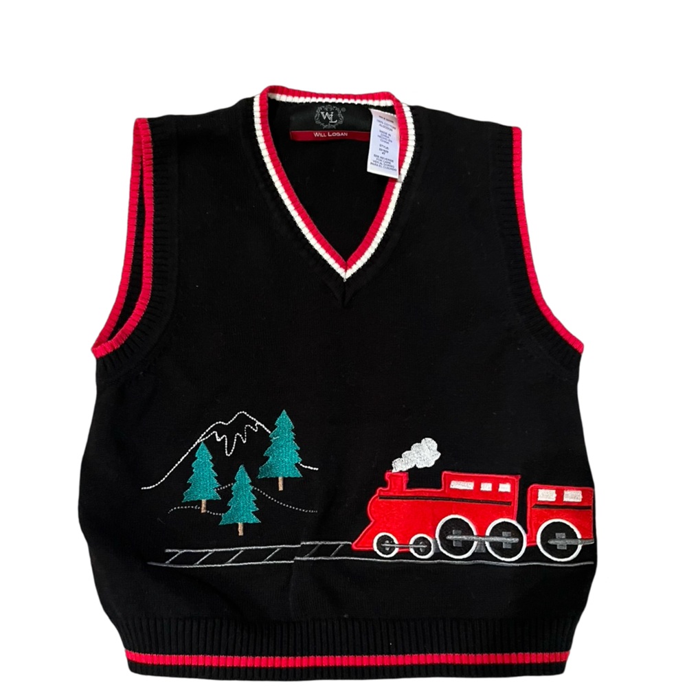 Boys Train Vest - size 4t choo Choo train vest - 100% cotton Will Logan vest